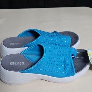 Bzees Turquoise Slide Sandals